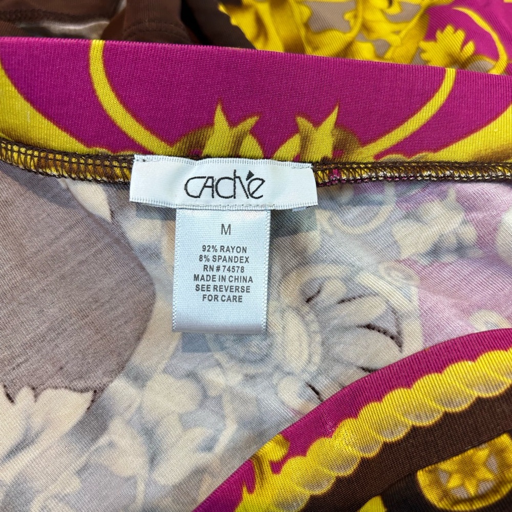 Cache Sz M One Shoulder Open Sleeve Scroll Print … - image 2